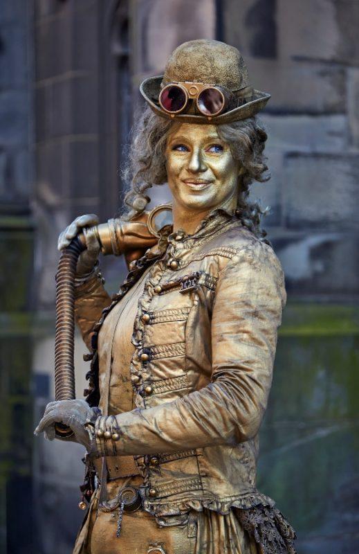 Steampunk, Golden Living Statue at the Fringe Festival in Edinburgh